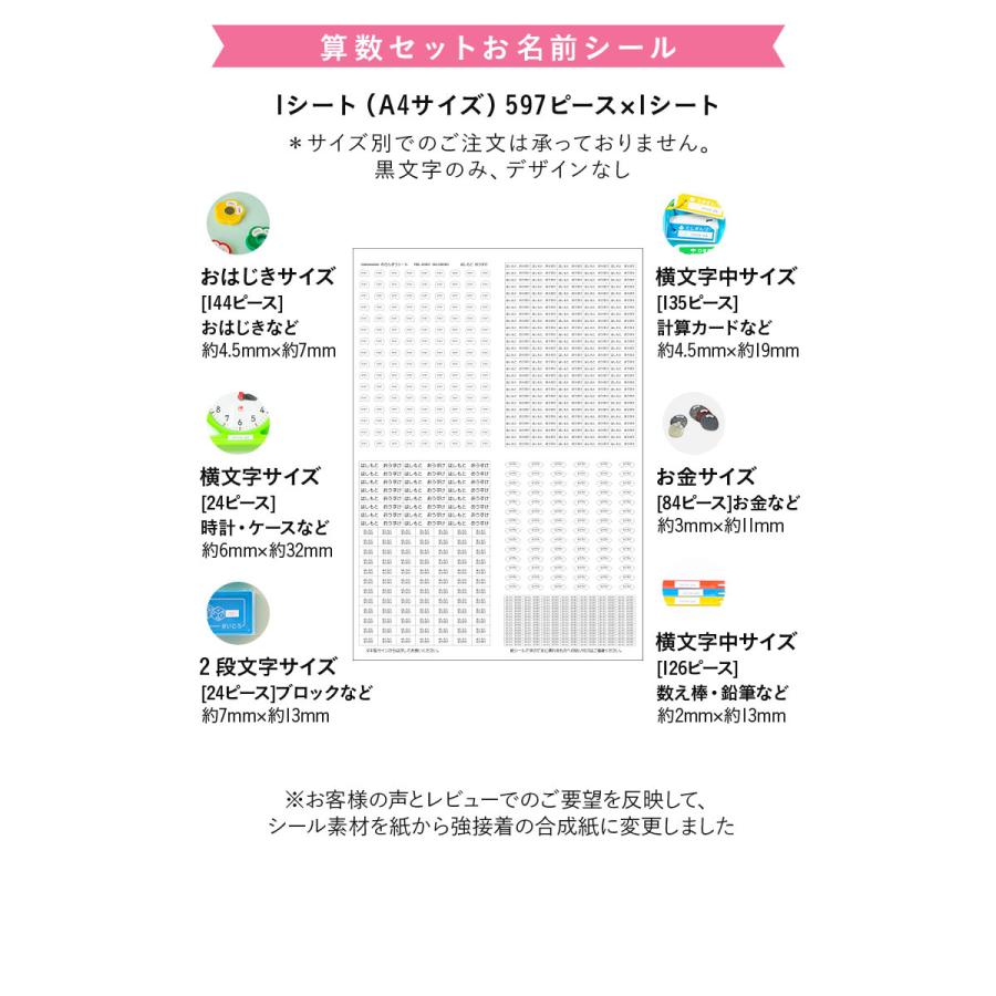 お名前シール 算数セット アイロンシール 3点セット ママ応援セット お名前シール 算数ボックス ネームシール  算数シール  耐水 入学祝い 卒園｜namename｜08