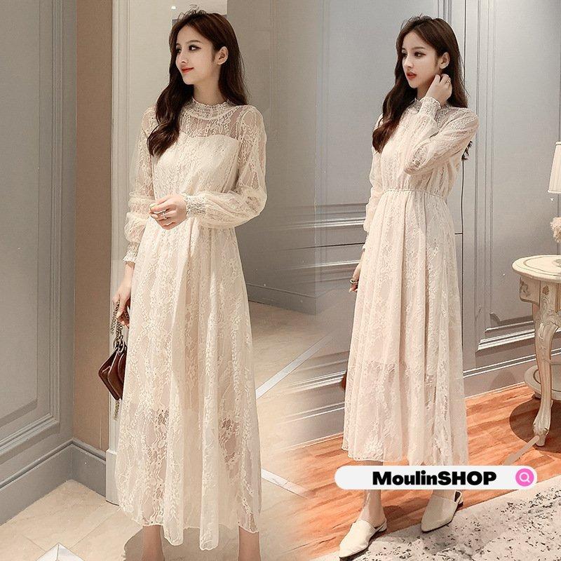 レースワンピース レディース 40代 秋冬 長袖ワンピース 白レースマキシワンピース フレアスカート シースルー 結婚式ドレス パーティー オシャレ 大人 上品 Nam17 3457a75a Naimei Nami 通販 Yahoo ショッピング