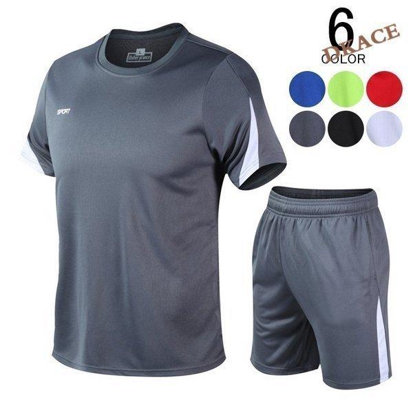 スポーツウエア夏用メンズ上下セット吸汗速乾半袖tシャツジムトレーニングウェアランニングウェアマラソン 年中無休