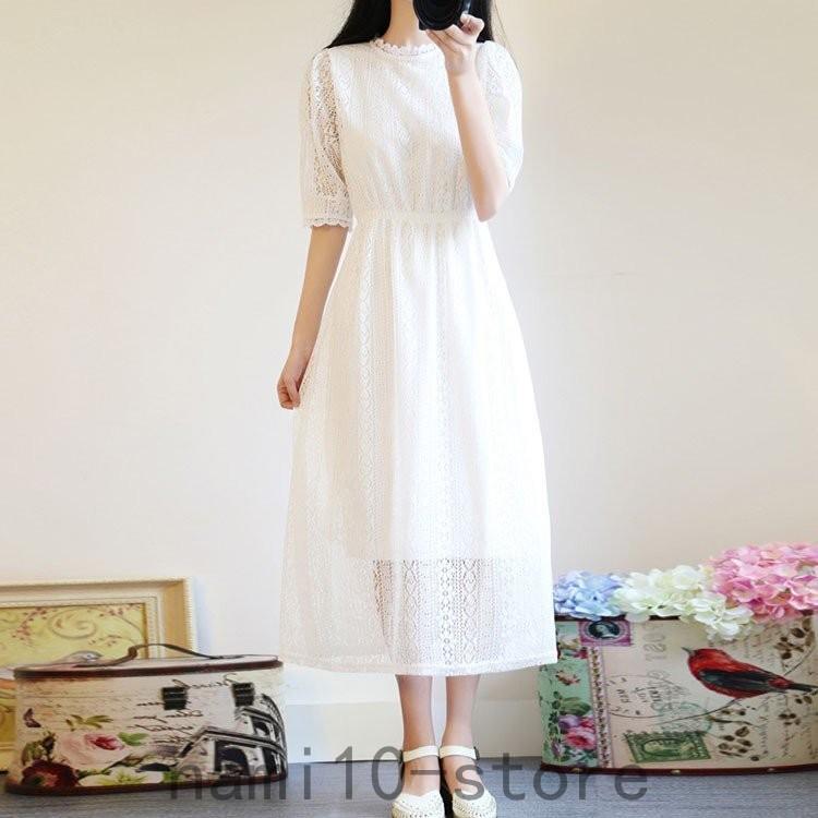ワンピース レディース 夏 マキシワンピース 白ワンピース ホワイト レディース 白レース 夏ワンピース 韓国風 膝丈 ロング丈ワンピース デート Nam32 0140 Naimei Nami 通販 Yahoo ショッピング