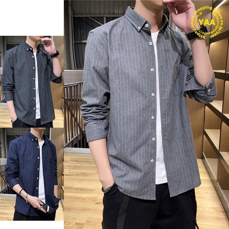 カジュアルシャツ メンズ ストライプ柄 ボタンダウンシャツ トップス 長袖 シャツ 細身 ファッション 10代 代 30代 春物 春 秋 Nam415 Naimei Nami 通販 Yahoo ショッピング