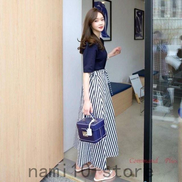 ストライプ ロングスカート レディース オルチャン ファッション New1129 3790 Naimei Nami 通販 Yahoo ショッピング