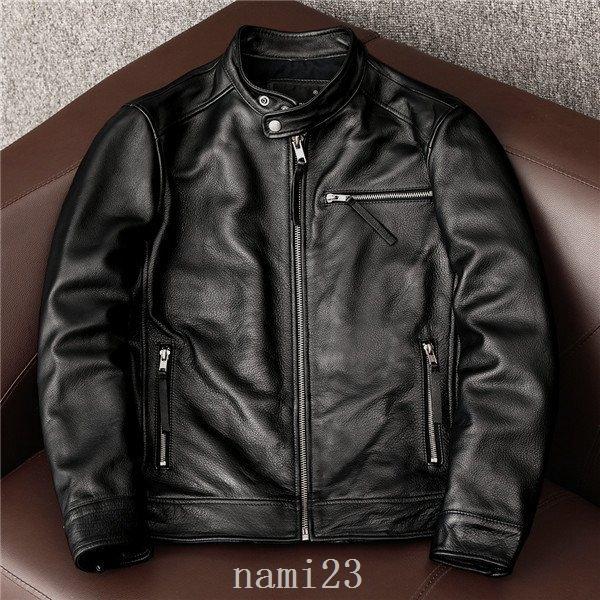 安い アメカジ ライダースジャケットメンズシングル革ジャン本革レザージャケット皮ジャンバイク立ち襟防風ブルゾンb系秋冬冬服 革ジャケット ジャケット Innovex Lk