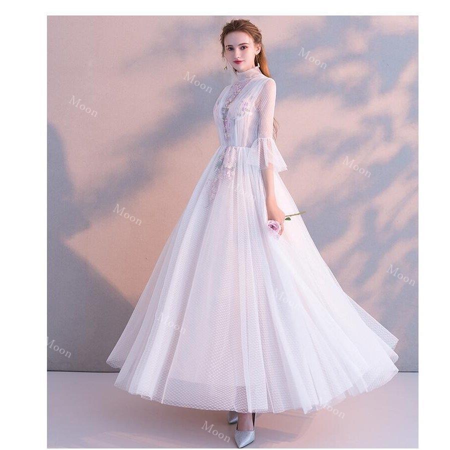 ロングドレス Aラインワンピース パーティードレス ワンピース 結婚式 ウエディングドレス フォーマルドレス お呼ばれ 二次会