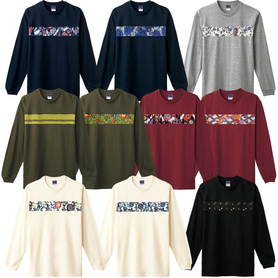 定番商品】波の音〜琉球〜 切替え 切り替え 長袖 Tシャツ クルー