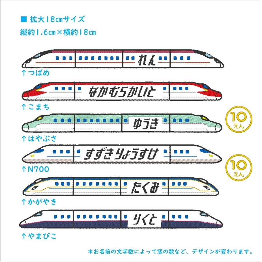 新幹線 連結 アイロン接着のお名前ネームワッペン : 刺繍ザウルス