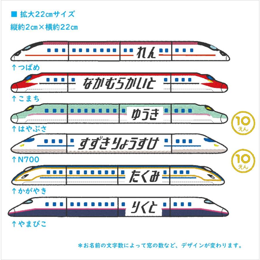 新幹線 連結 アイロン接着のお名前ネームワッペン : 刺繍ザウルス