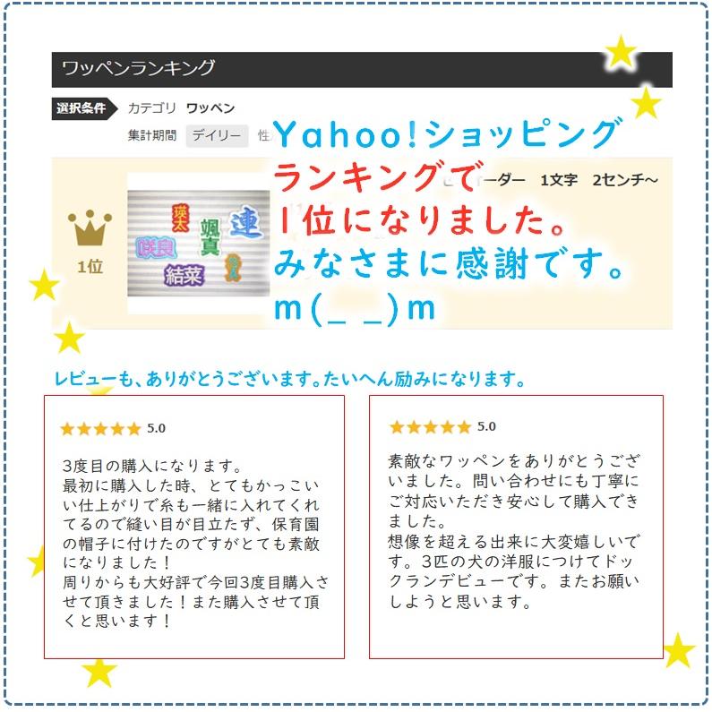 お名前ワッペン 漢字 セミオーダー 1文字 2センチ〜 大きいサイズもOK