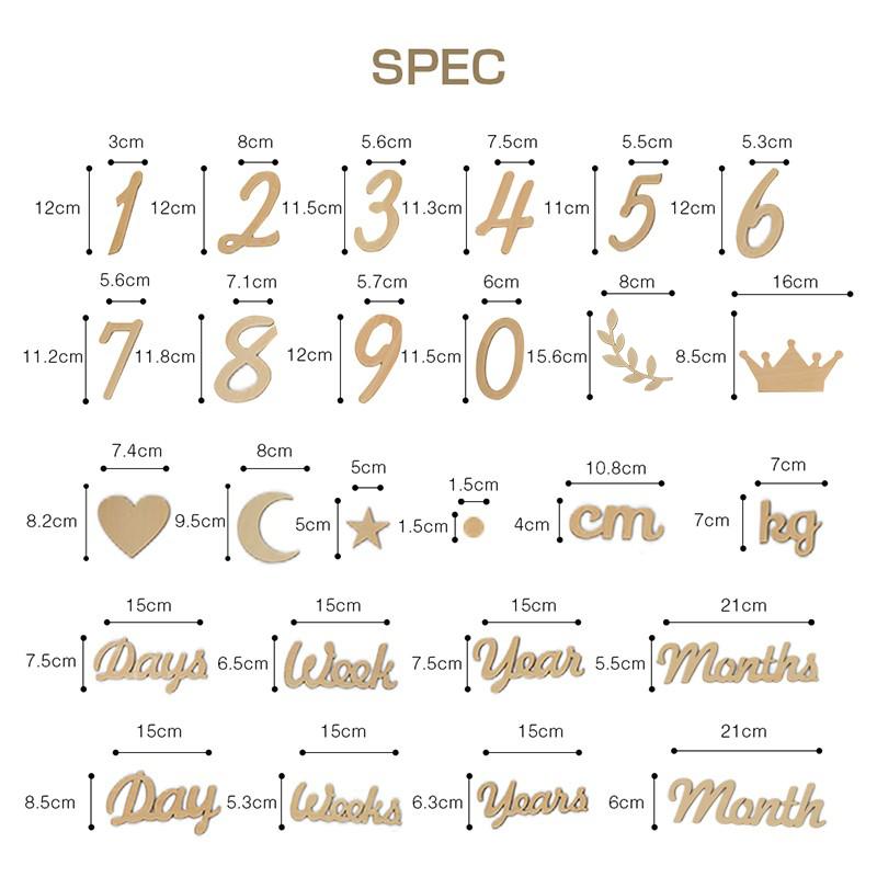 NAMIYA 月齢フォト 木製 レターバナー 32枚 ベビーマンスリーカッド ニューボーンフォト 記念日フォト ウッドレター 月齢カード 出産祝い 成長記録｜namiya-store｜22