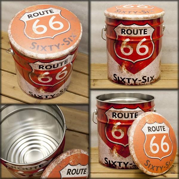 ペール缶】レトロ風雑貨 ペール缶スツール Route66（ORANGE） : なんま