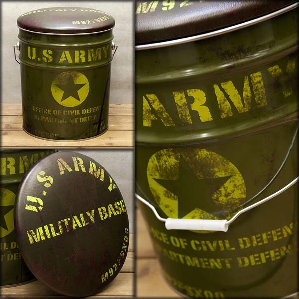 ペール缶】レトロ風雑貨 ペール缶スツール U.S ARMY : なんまらドット