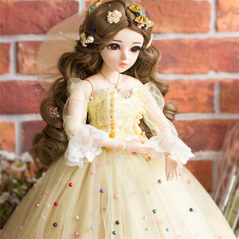 球体関節人形 BJD 女の子 人形 姫 SD イエロードレス 着せ替え カスタムドール 60cm