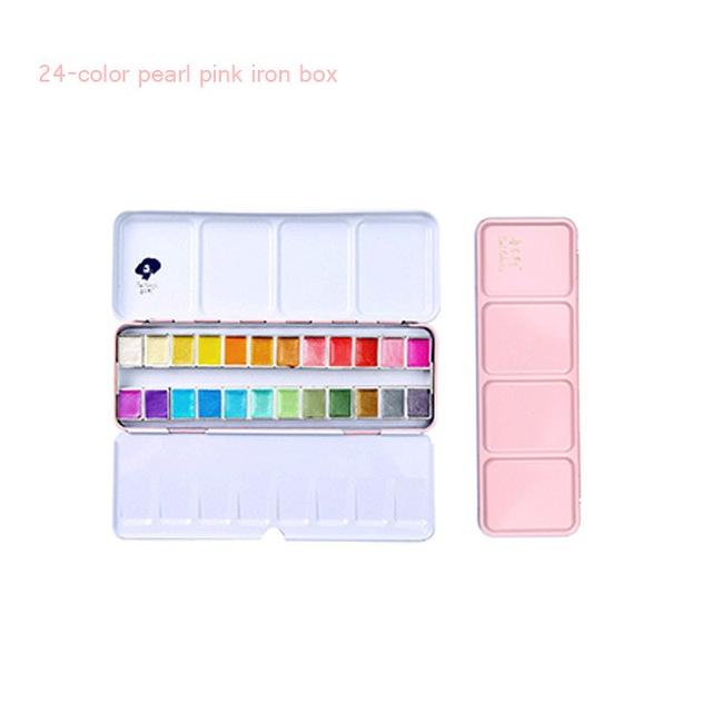 ルーベンス 光沢 水彩画 パレット メタルボックス 水彩絵具 24color pink