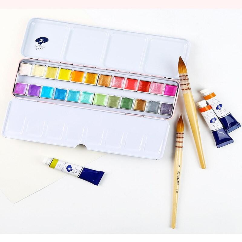 ルーベンス 光沢 水彩画 パレット メタルボックス 水彩絵具 24color pinkの画像