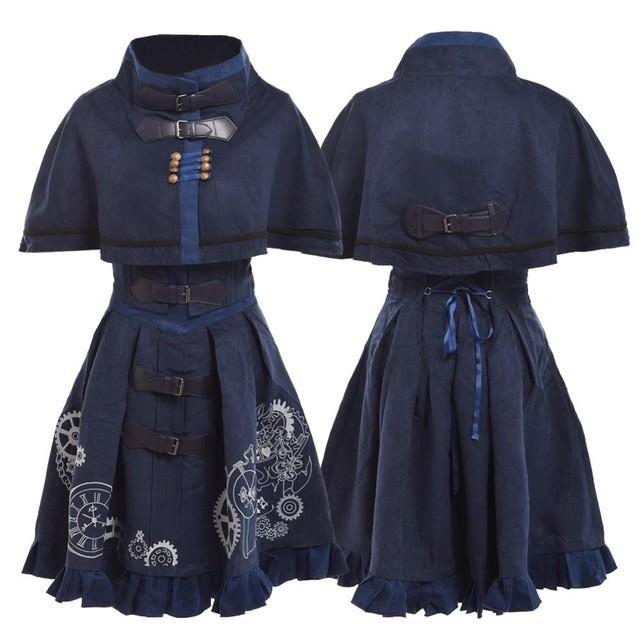 国内配送 ゴシック パンク 女性 ビクトリア朝 ドレス レトロ スチームパンクタイムターナー Blue Xl 美しい Zoetalentsolutions Com