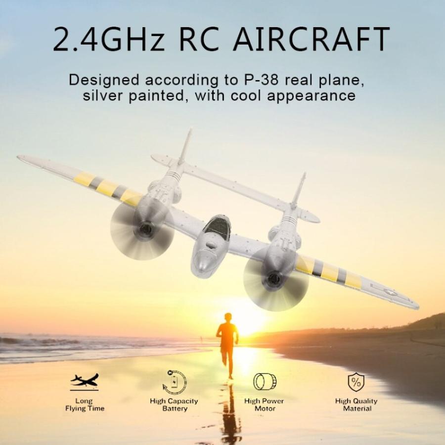 ラジコン P38飛行機 2.4 GHz 2CH RC 飛行機航空機 屋外飛行RC｜namo｜02