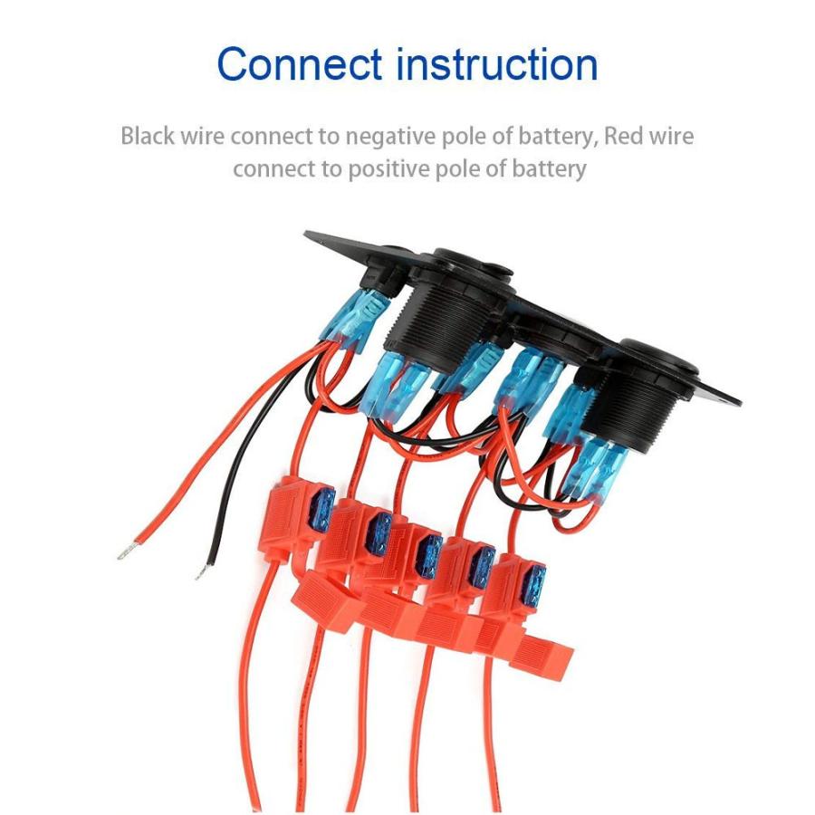 5ギャングカー マリンボート LED ロッカースイッチパネル 防水回路 デジタル電圧計 デュアルUSB BMW E46アウディA4 12V｜namo｜09