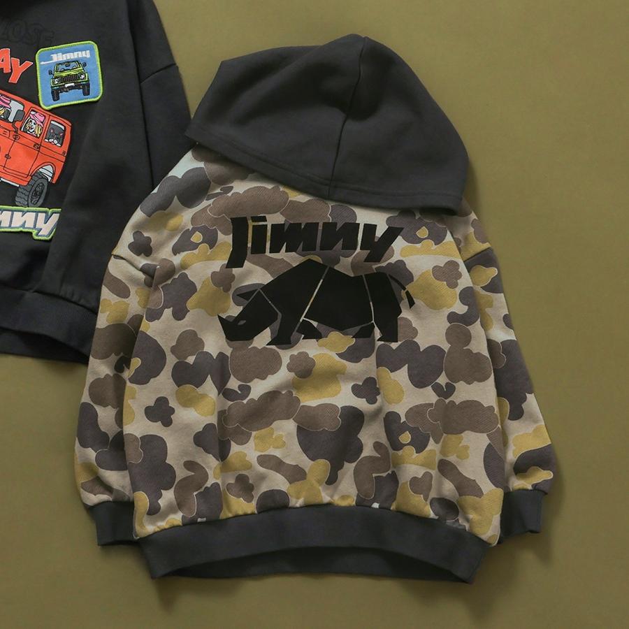 子供服 パーカー キッズ ジムニー ジュニア 男の子 女の子 ブリーズ 車 秋 冬 トレーナー スウェット 140cm 130 120 110 100 90 JIMNY かっこいい おしゃれ 迷彩 | BREEZE