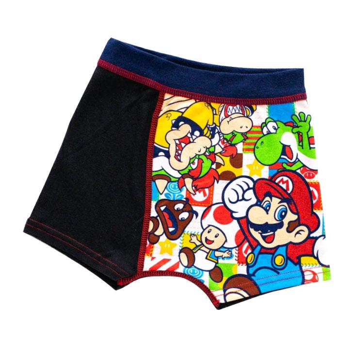 2枚組 ボクサーパンツ キッズ 男の子 マリオ 下着 キャラクター 子供 インナー 小学生 幼稚園 保育園 園児 前閉じ 綿100％ 100cm 110 120 130 ネームタグ付 名前 | BANDAI | 01