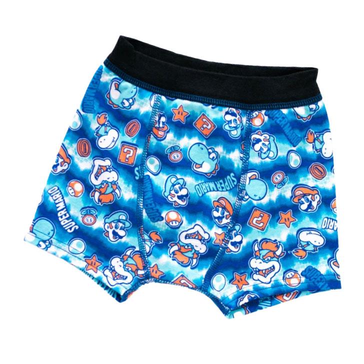 2枚組 ボクサーパンツ キッズ 男の子 マリオ 下着 キャラクター 子供 インナー 小学生 幼稚園 保育園 園児 前閉じ 綿100％ 100cm 110 120 130 ネームタグ付 名前 | BANDAI | 04