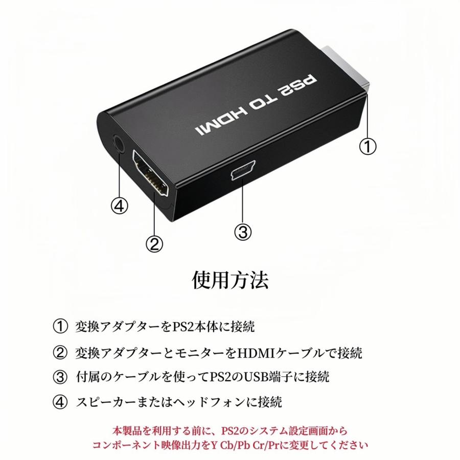 PS2 to HDMI 変換アダプター ps2 hdmi コンバーター 変換 接続コネクタ