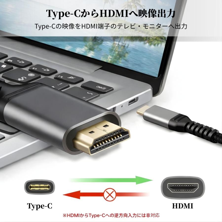 Type-C HDMI 変換ケーブル 2m 4K 30Hz対応 USB-C ケーブル iPhone17