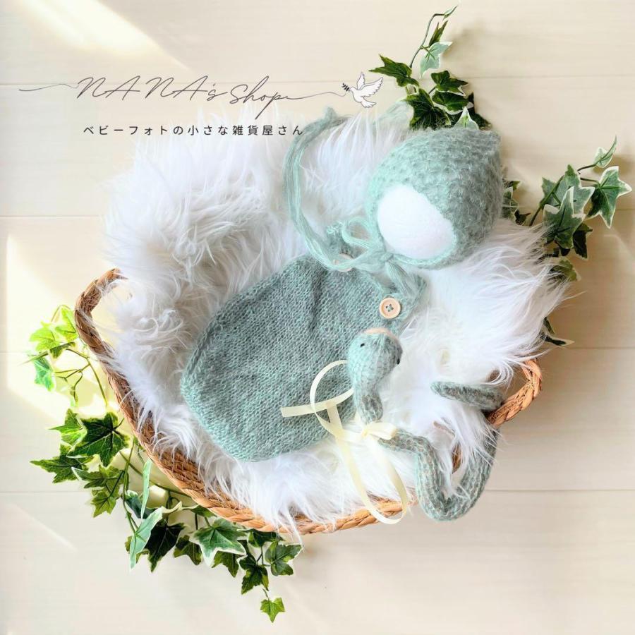 手編み風かごセット【透かし編み緑へび】♪ニューボーンフォト撮影衣装