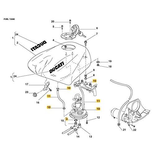 クリーニング Ducati用ガス燃料ガソリンタンクポンプサービスキット燃料フィルター、バイトンOリング、水中ベントホースパイプ付き:748/916/996/998、ST 2/ST 4/ST 4 S/S