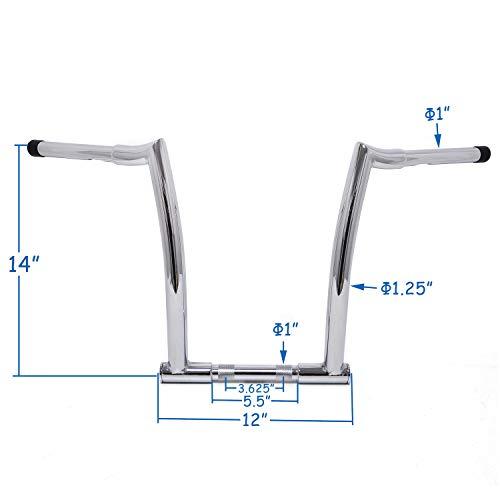 代引き人気  XKMT-チゼルZバー14クローム1.25ファットハンドルバー(クランプ領域直径:1)ハーレーダイナロードグライドキングスポーツスター[P/N:TGHD-HB 019 B-II-CD
