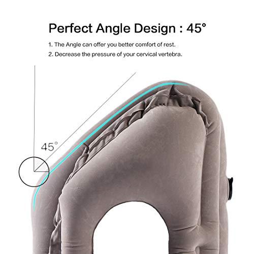 飛行機用インフレータブルトラベルピロー、首と肩の痛みを避けるための睡眠用インフレータブルネックエアピロー、頭、首、腰部を快適にサポート、飛行機、車