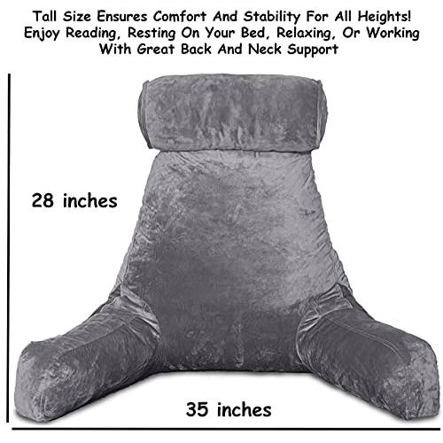Homie Reading Bed Rest Pillow with Reading Light and Wrist Support%Ests%Ests%Back Support for Louning%Ests%Ests%Ests%Ests%Working on Laptop%Ests - 1