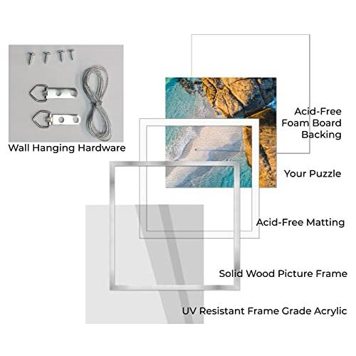 ジグソーパズル用ポスターPalooza 20x27フレーム-木製マット付き黒パズルフレーム (白) 20x27インチサイズのパズルを表示するために作られたUVアクリルと吊 ジグソーパズル用ポスターPalooza 20x27フレーム 木製マット付き黒パズルフレーム 白
