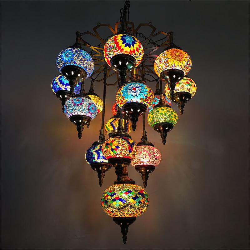 引掛けシーリング用 トルコランプ 職人手作り カラーガラス 吊り下げ