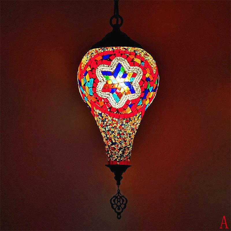 トルコランプ職人手作り　カラーガラス　吊り下げ照明　　熱気球　古風　　リビング、寝室、レストラン、カフェー、ホテル、民宿、バー　飾り