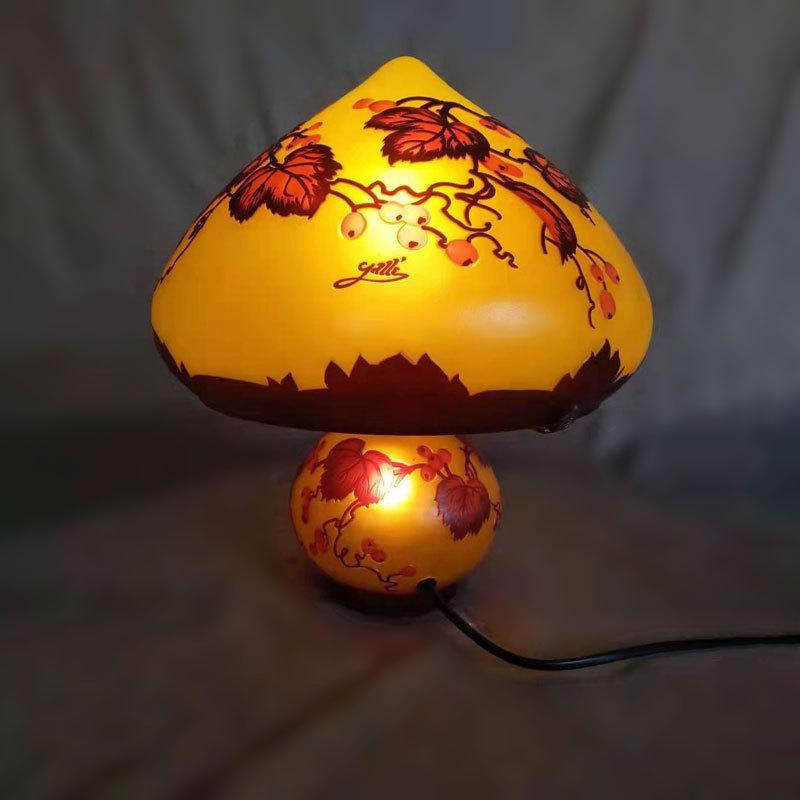 ユミアールヌーボーエミール・ガレ風ドームナンシー技法ナイトスタンド GL130アールヌーボーランプ エミール・ガレ風 ドーム・ナンシー