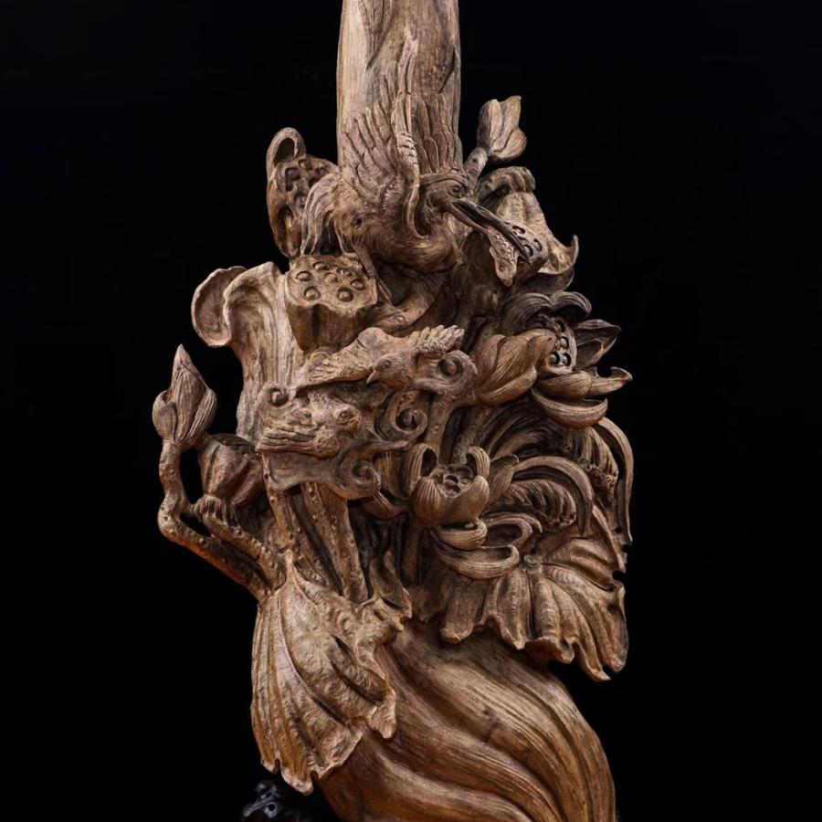 沈香 木彫 職人手作り  コレクション 職人手作り 美術品 室内飾り 彫刻工芸品  置物 【寿山】  高さ:56CM