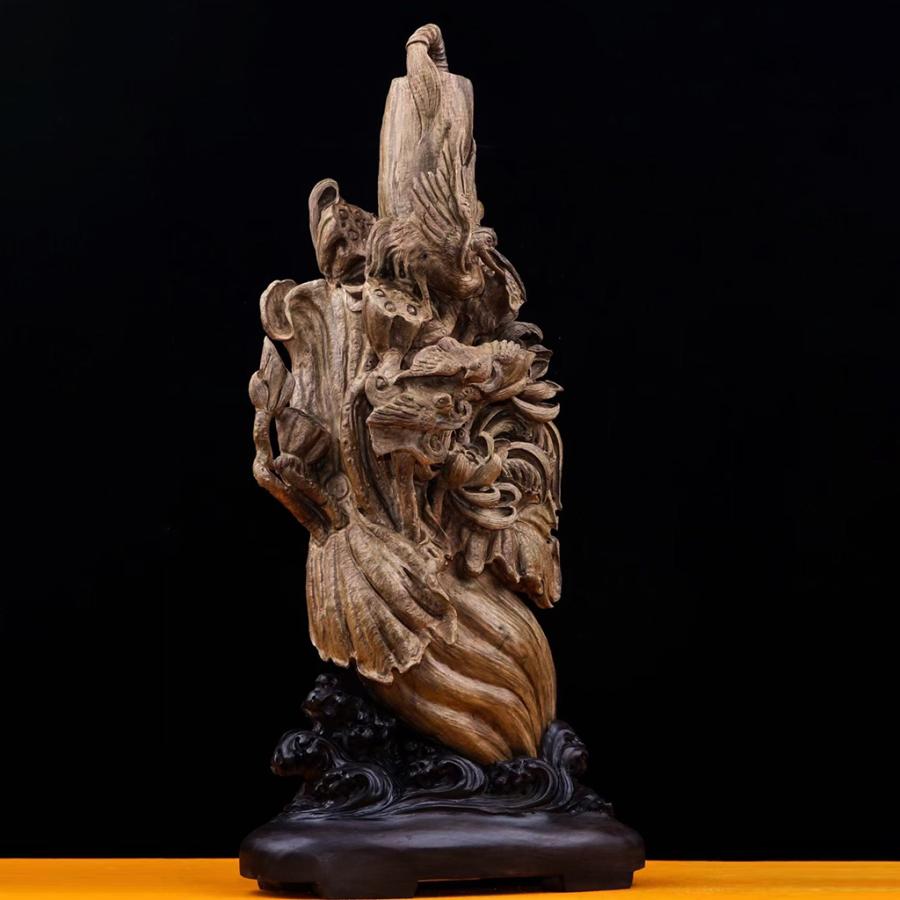 沈香 木彫 職人手作り  コレクション 職人手作り 美術品 室内飾り 彫刻工芸品  置物 【寿山】  高さ:56CM