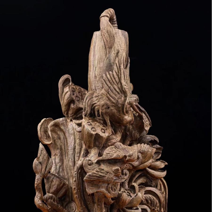 沈香 木彫 職人手作り  コレクション 職人手作り 美術品 室内飾り 彫刻工芸品  置物 【寿山】  高さ:56CM