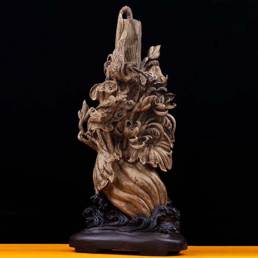 沈香 木彫 職人手作り  コレクション 職人手作り 美術品 室内飾り 彫刻工芸品  置物 【寿山】  高さ:56CM