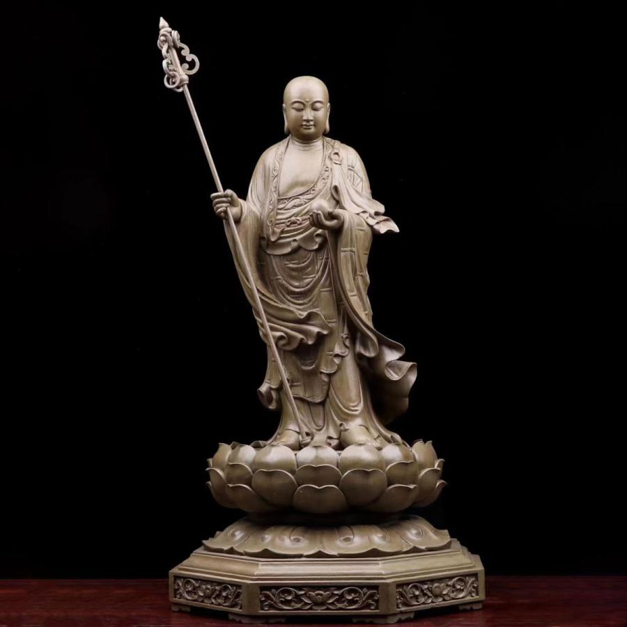 仏像 地蔵菩薩 仏教美術 仏教工芸品 沈香 木彫り コレクション 職人手作り 美術品 精密雕刻 高さ:74CM