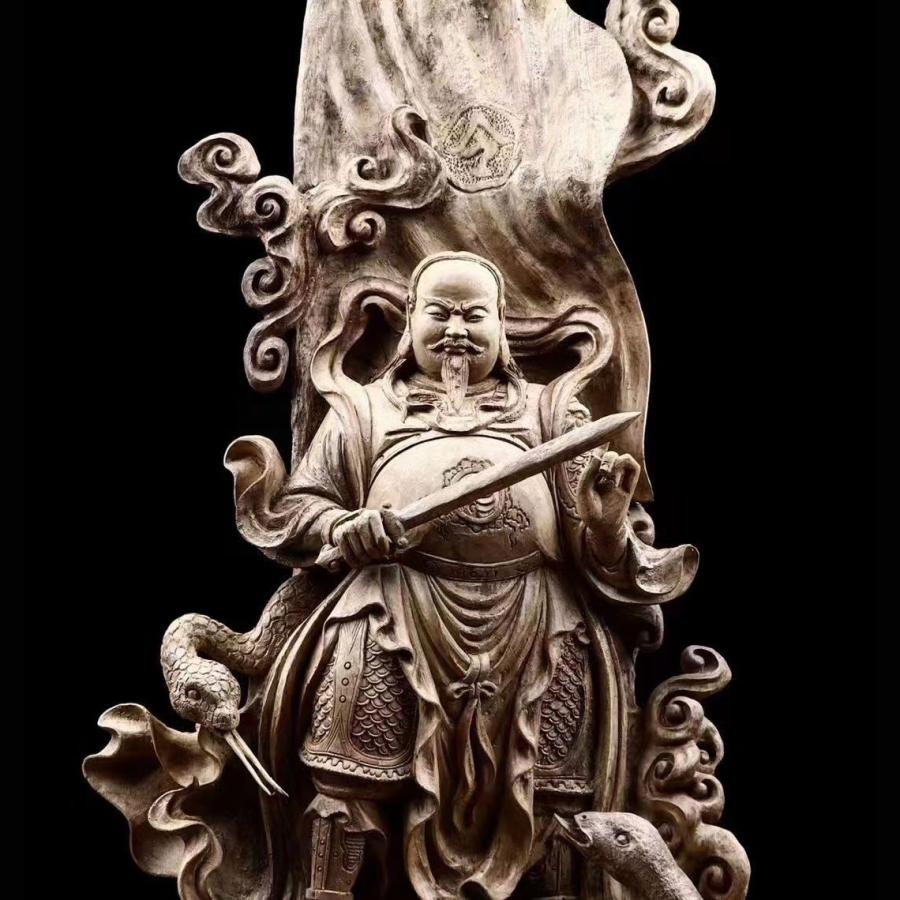 天然沈香木彫】玄天上帝 玄武 仏像 インドネシア産沈香木 道教美術 