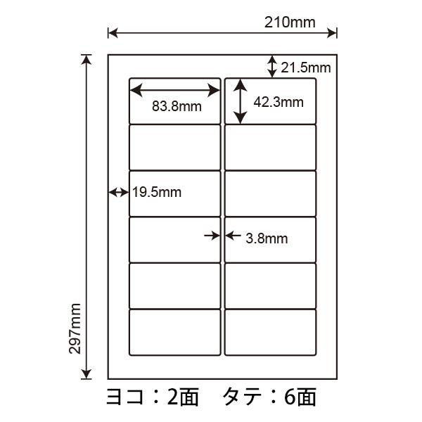 LDW12PG(VP10) ラベルシール 10ケースセット 5000シート A4 12面 83.8×42.3mm マルチタイプ 宛名ラベル 商用ラベル 東洋印刷 nana LDW12PGの画像