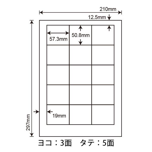 LDW15MF(VP3) 再剥離 ラベルシール 3ケースセット 1500シート A4 15面 57.3×50.8mm マルチタイプ 管理・表示ラベル 東洋印刷 ナナワード LDW15MF_1