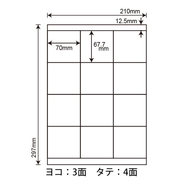 nana LDZ12S(VP) ラベルシール 1ケース 500シート A4 12面 70×67.7mm