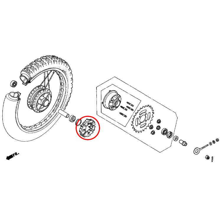 スーパーカブのパーツ シート チューブ エアクリーナー ブレーキシュー 420チェーン ホイールダンパー ホンダ（HONDA） [純正部品] CT110 ホイールハブダンパーA 41241-459