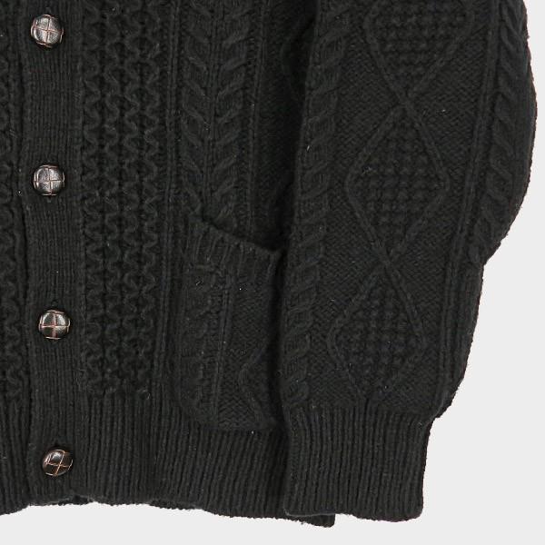 シュプリーム黒S ケーブルニットカーディガン