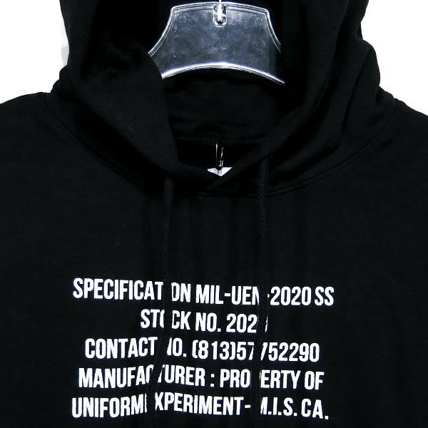 uniform experiment ユニフォームエクスペリメント 20SS MIS HOODIE UE