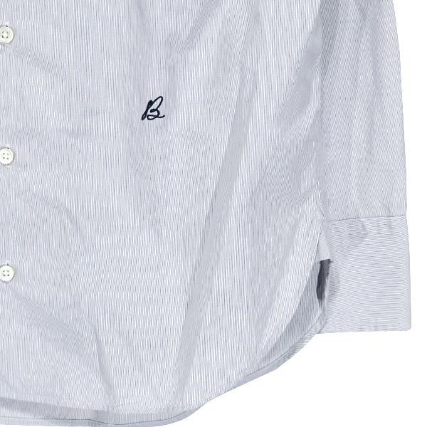 マディソンブルー 青と白のストライプ 長袖シャツ マディソンブルー MADISONBLUE ROUND COLLAR FRILL SH B.STRIPE