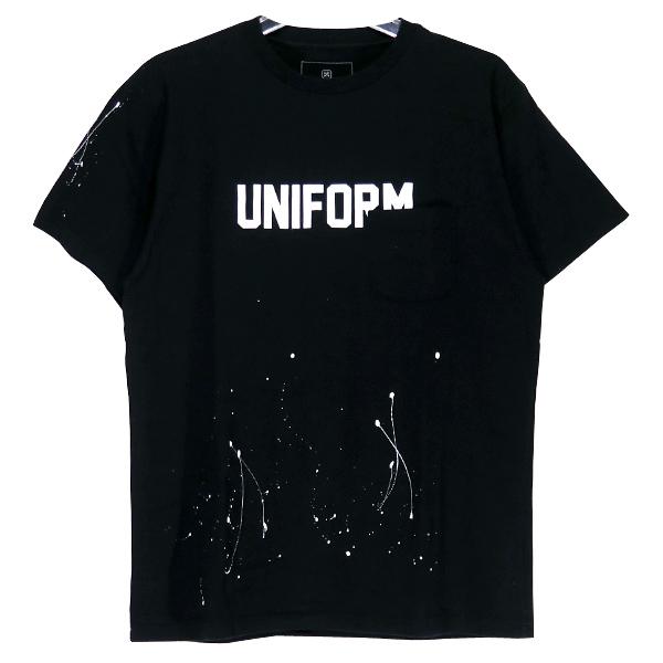 uniform experiment ユニフォームエクスペリメント 18AW DRIP POCKET NUMBERING TEE UE-189035 ドリップ ポケット ナンバリング Tシャツ ポケT ブラック｜nanainternational