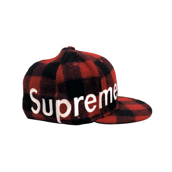 シュプリーム キャップ SUPREME 07AW BUFFALO CHECK SIDE LOGO NEW ERA バッファローチェック サイドロゴ  ニューエラ キャップ レッド 赤 帽子